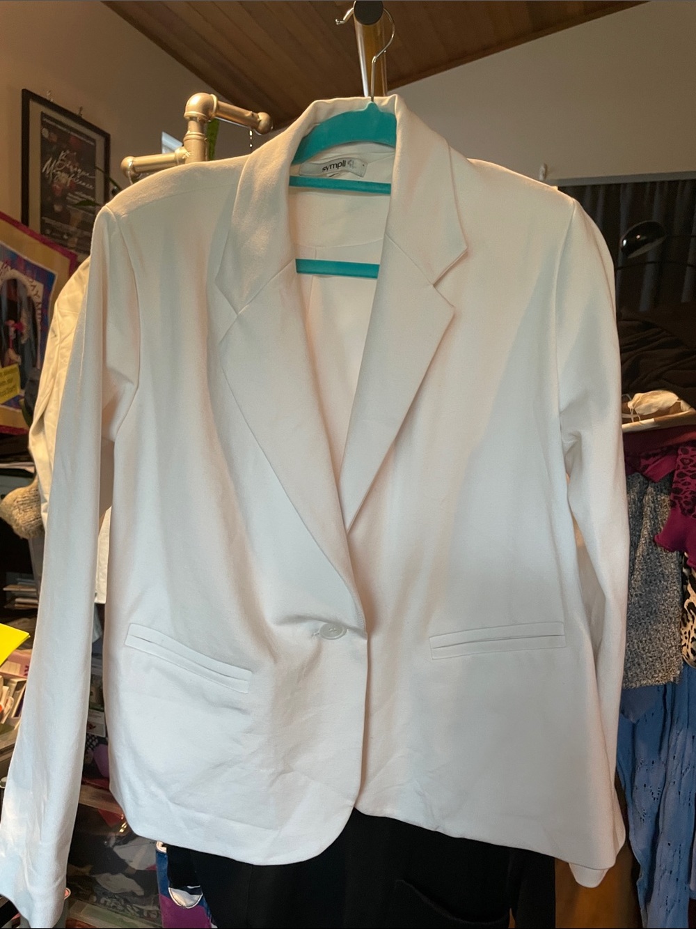 Sympli White Single-Button Blazer